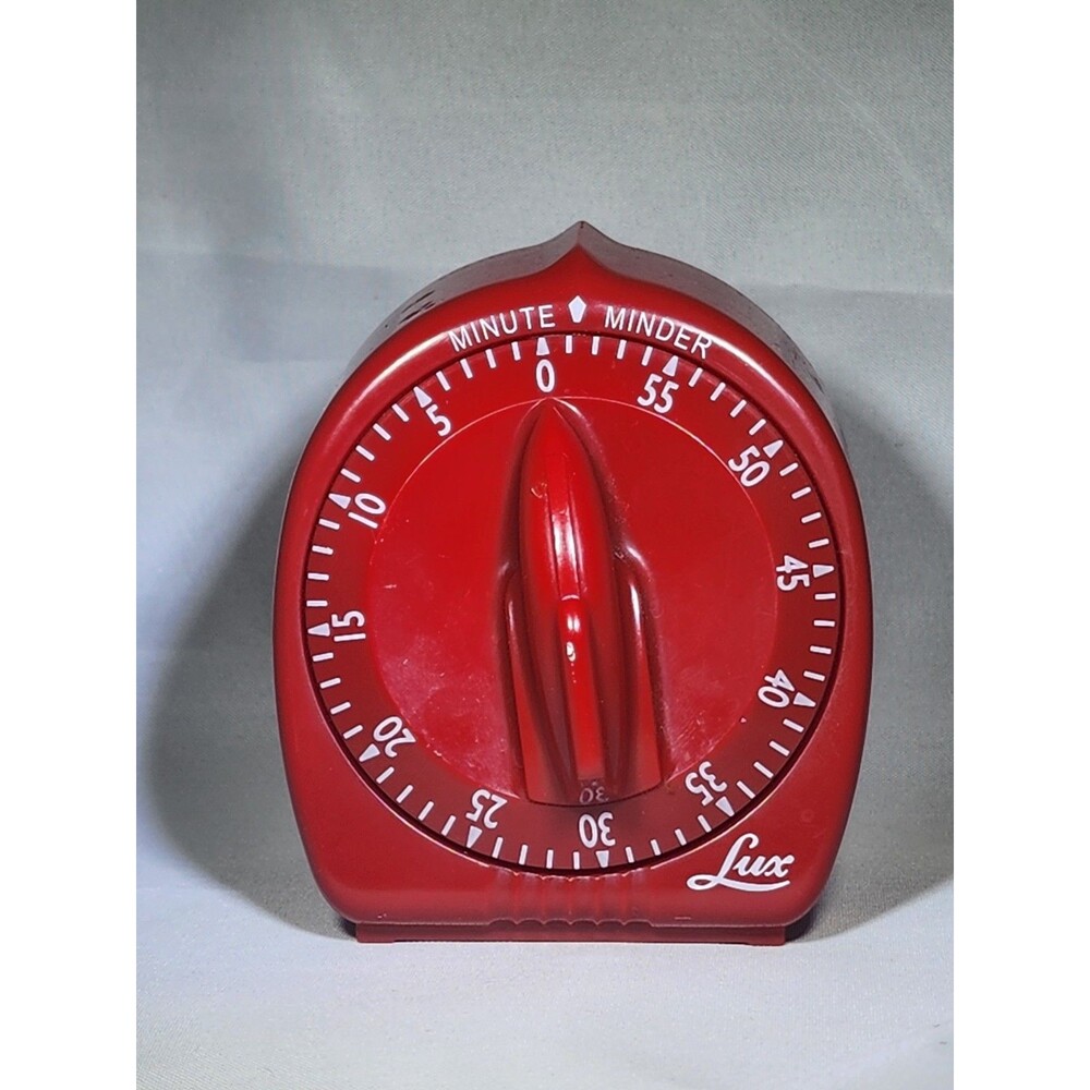 Lux Minute Minder Mechanical Kitchen Timer Analogue Vintage Retro Red Works